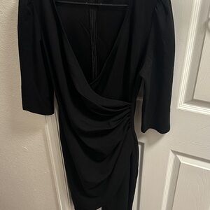 Elegant Black Draped Women’s Dress
